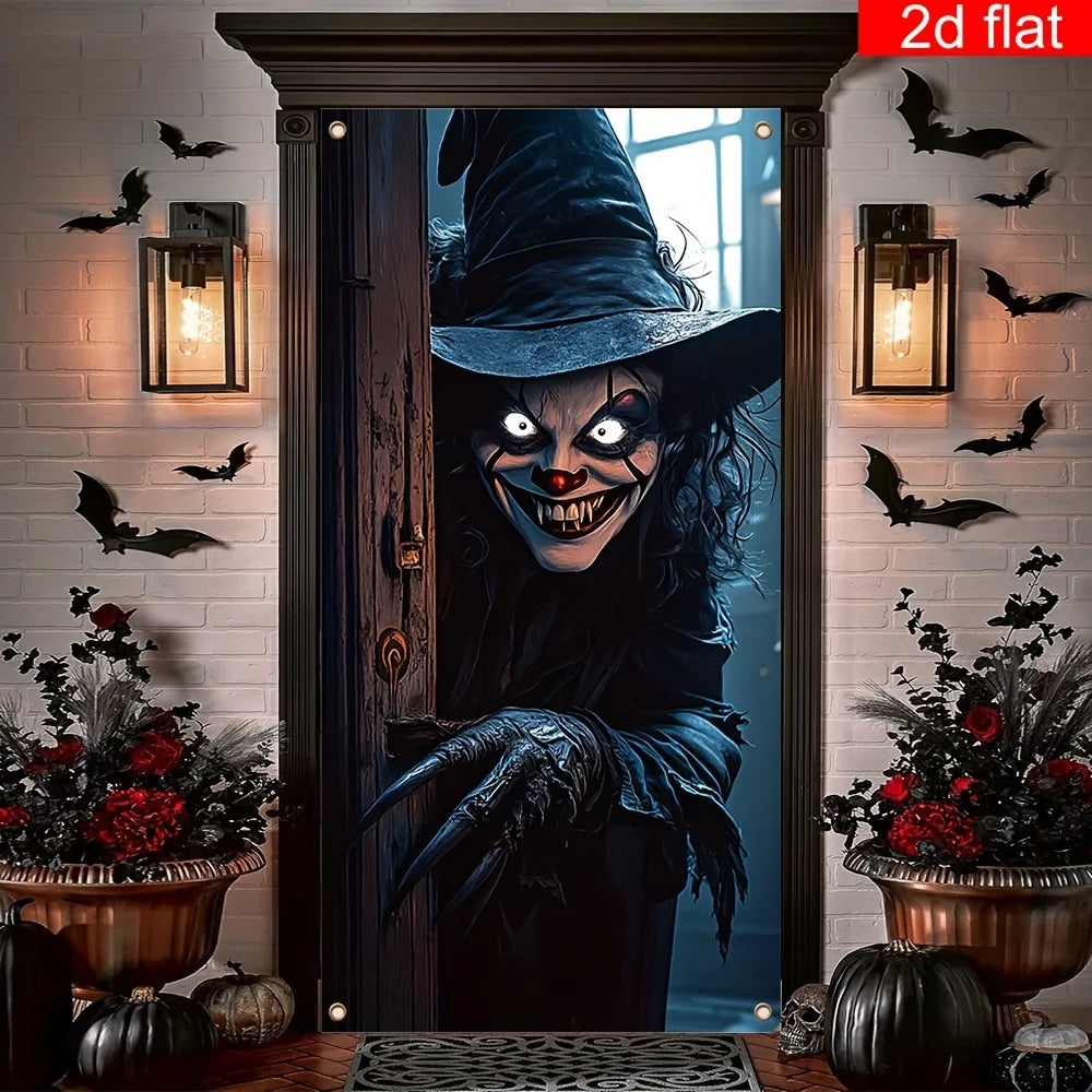 Spooky Halloween Witch Door Banner - Oversized Outdoor Décor