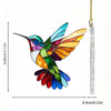 Colorful acrylic hummingbird suncatcher hanging ornament with iridescent wings and a clear pendant.