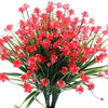 A bundle of bright red artificial flowers used for home and event decoration.