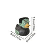 A small figurine of a green, grotesque duck with a menacing expression, used for Halloween decor.