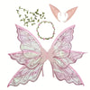 Pink iridescent butterfly wings and a flower crown for an enchanted fairy costume set
