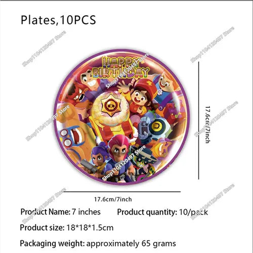 A set of 10 acrylic birthday cake toppers featuring various cartoon characters and designs.
