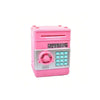 A pink ATM-style password piggy bank with an electronic lock and keypad.