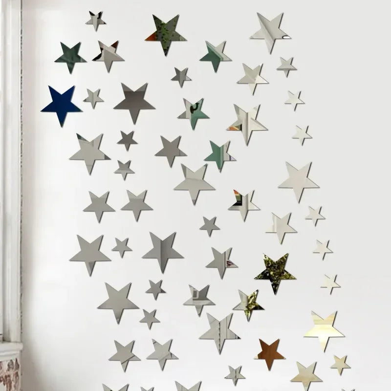 20-Piece Acrylic Moon & Star Wall Decals with 3D Mirror Finish