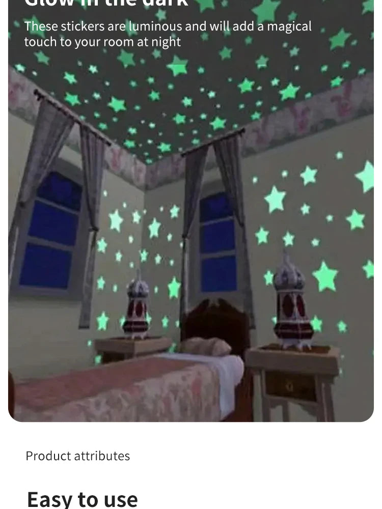 Glow-in-the-Dark Star Wall Stickers (100 Pack)
