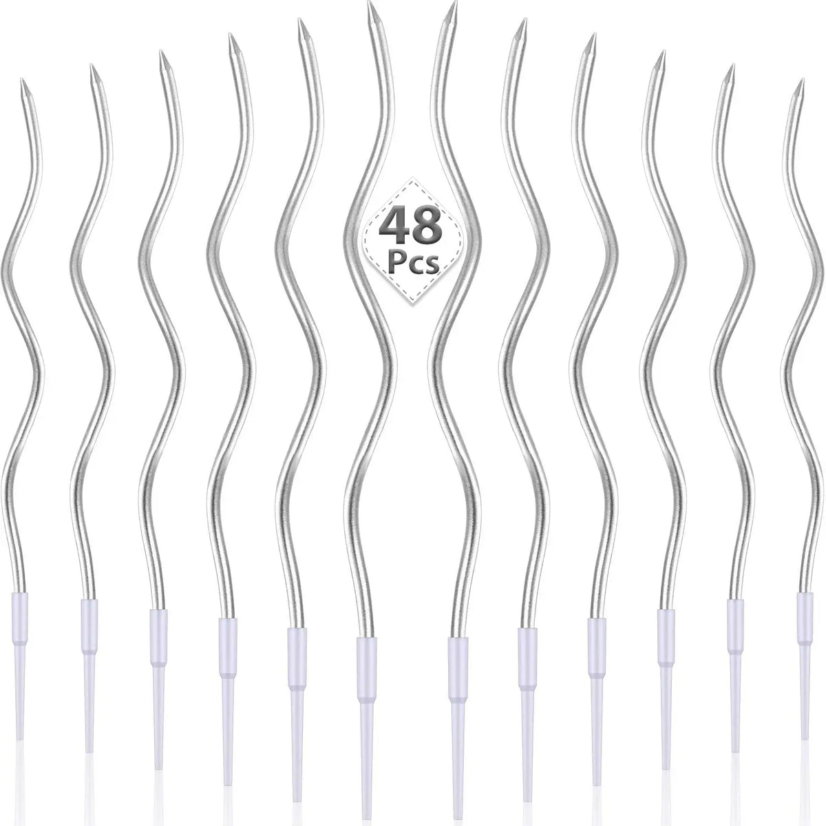 48 pieces of spiral birthday cake candles with star toppers