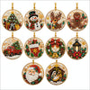 A set of Christmas diamond art ornaments featuring pendants of Santa, a snowman, and a reindeer.