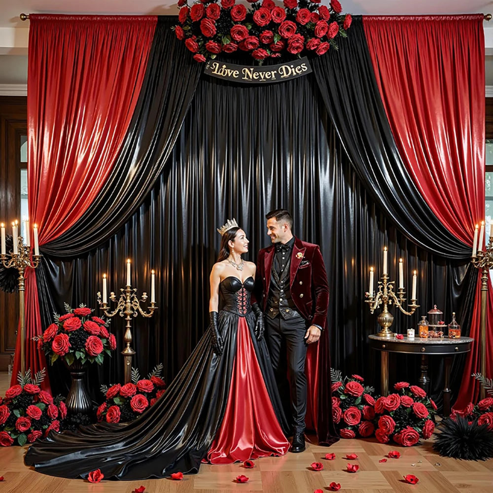 Elegant Satin Backdrop Curtain for Weddings and Events