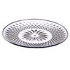 Clear acrylic serving plate with a decorative geometric pattern for fruit, desserts, and appetizers