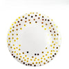 Elegant white and gold polka dot disposable party tableware set plate