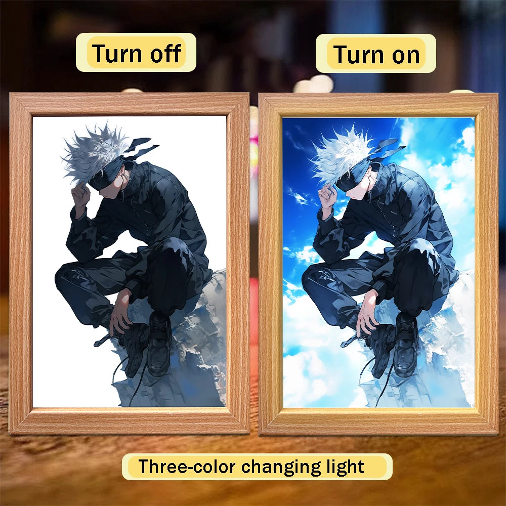 Anime Satoru Gojo LED Lighted Photo Frame with Three Color Modes