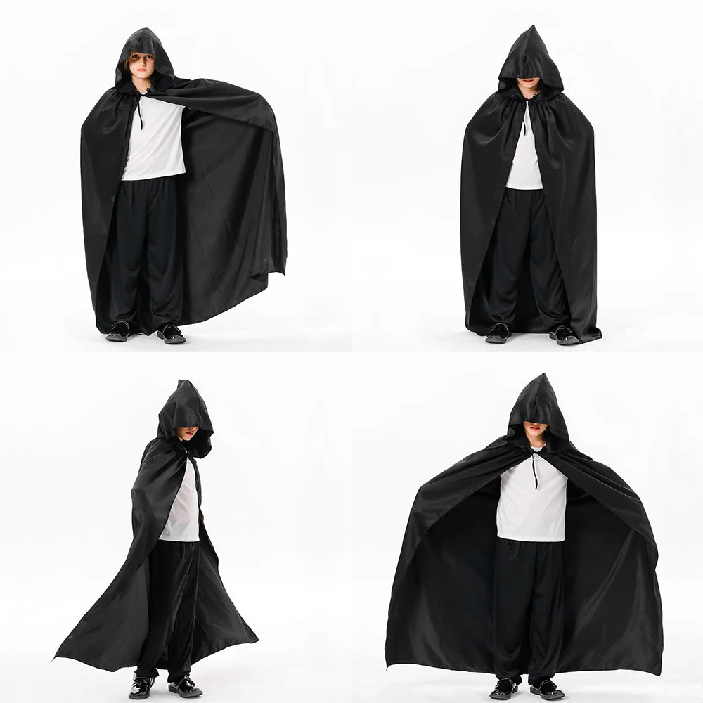 Black Wizard Cloak Costume Cape for Cosplay and Halloween