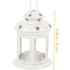 White vintage hanging metal lantern with a dome top and star pattern for indoor or outdoor decor