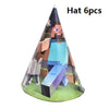 A set of six Minecraft-themed hats featuring characters like Steve and Creeper, displayed in a pyramid shape.
