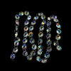 A display of multi-colored crystal glass octagon bead curtain strands for home decor.
