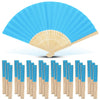 A fan of light blue paper with a gold-colored interior, shown open and closed.