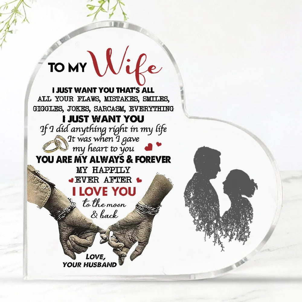 Heart Shaped Acrylic Keepsake Plaque for Home Decor