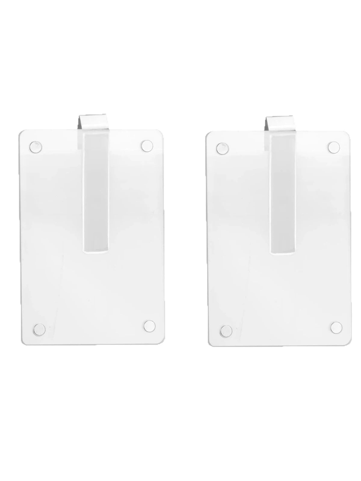 Clear acrylic car sun visor photo clip with a vertical holder and mounting holes