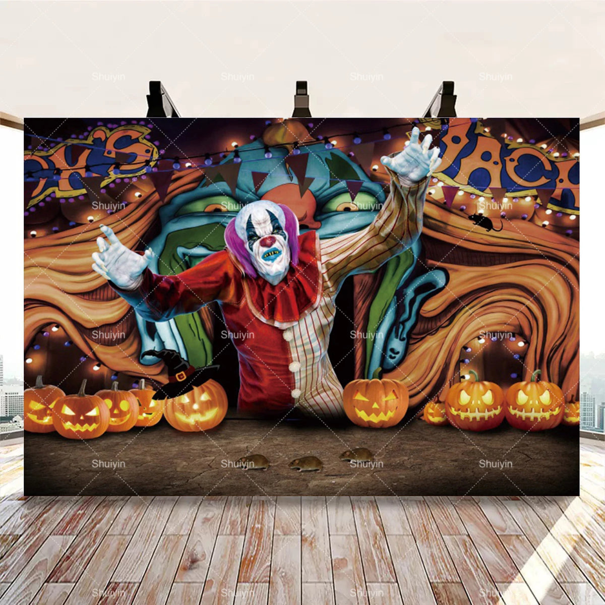 Evil Clown Circus Halloween Photography Backdrop