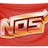 A red banner flag featuring the large, stylized letters NOS in orange and white.