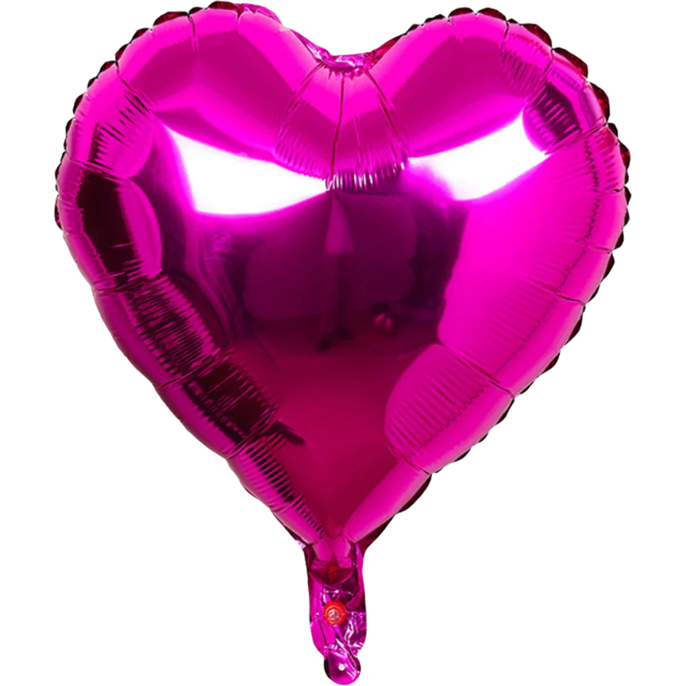A glossy magenta heart-shaped foil balloon with a star design.