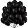 A bunch of black latex balloons clustered together for party decor