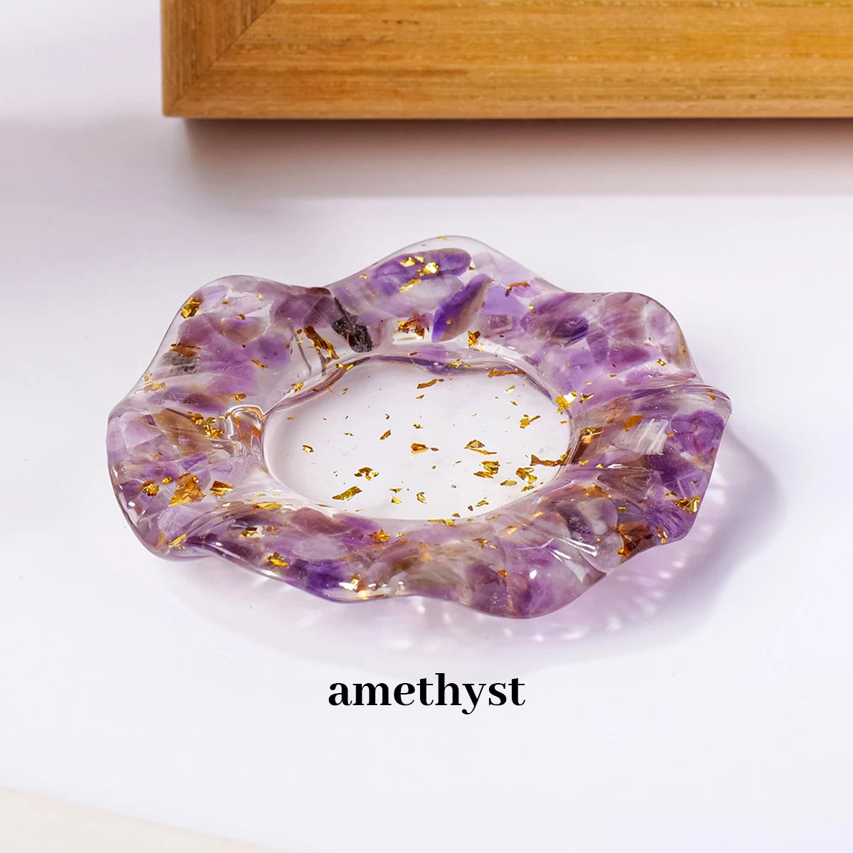 Natural Crystal Reiki Bowl with Flower Plate for Meditation and Home Decor