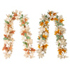 Artificial maple leaf garland featuring autumn colors like orange, brown, and green for home decor