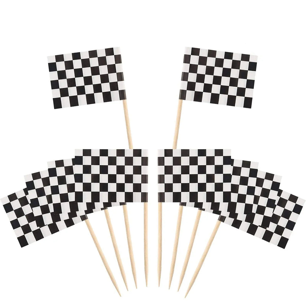 Checkered Racing Flag Toothpicks for Cupcakes & Party Decor