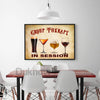 Vintage prohibition-era beer print wall art featuring a group therapy theme with glasses in session