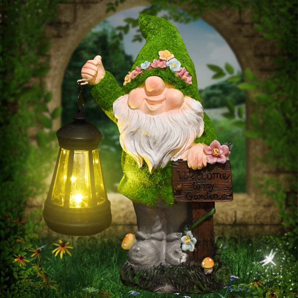 Solar-Powered Gnome Statue Light for Garden & Patio