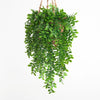 Artificial ivy vine with green leaves hanging from a natural fiber cord for home decoration