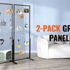 A 2-pack of gridwall panel displays featuring various items in a modern living room setting.