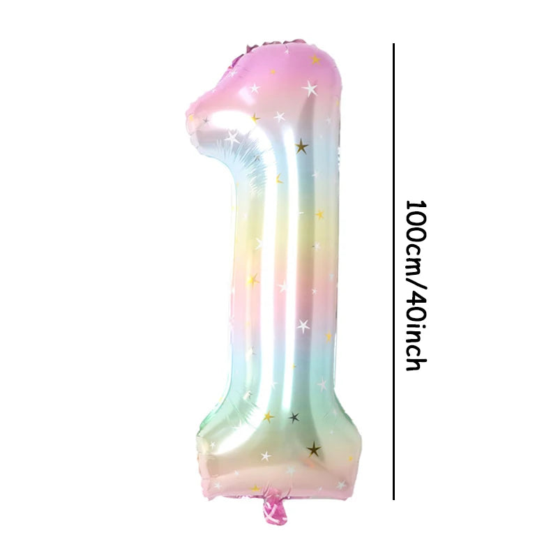 Pastel Rainbow Number Foil Balloon (40 inch)