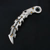 Silver anime-style blue dragon rotating claw knife model collectible display piece