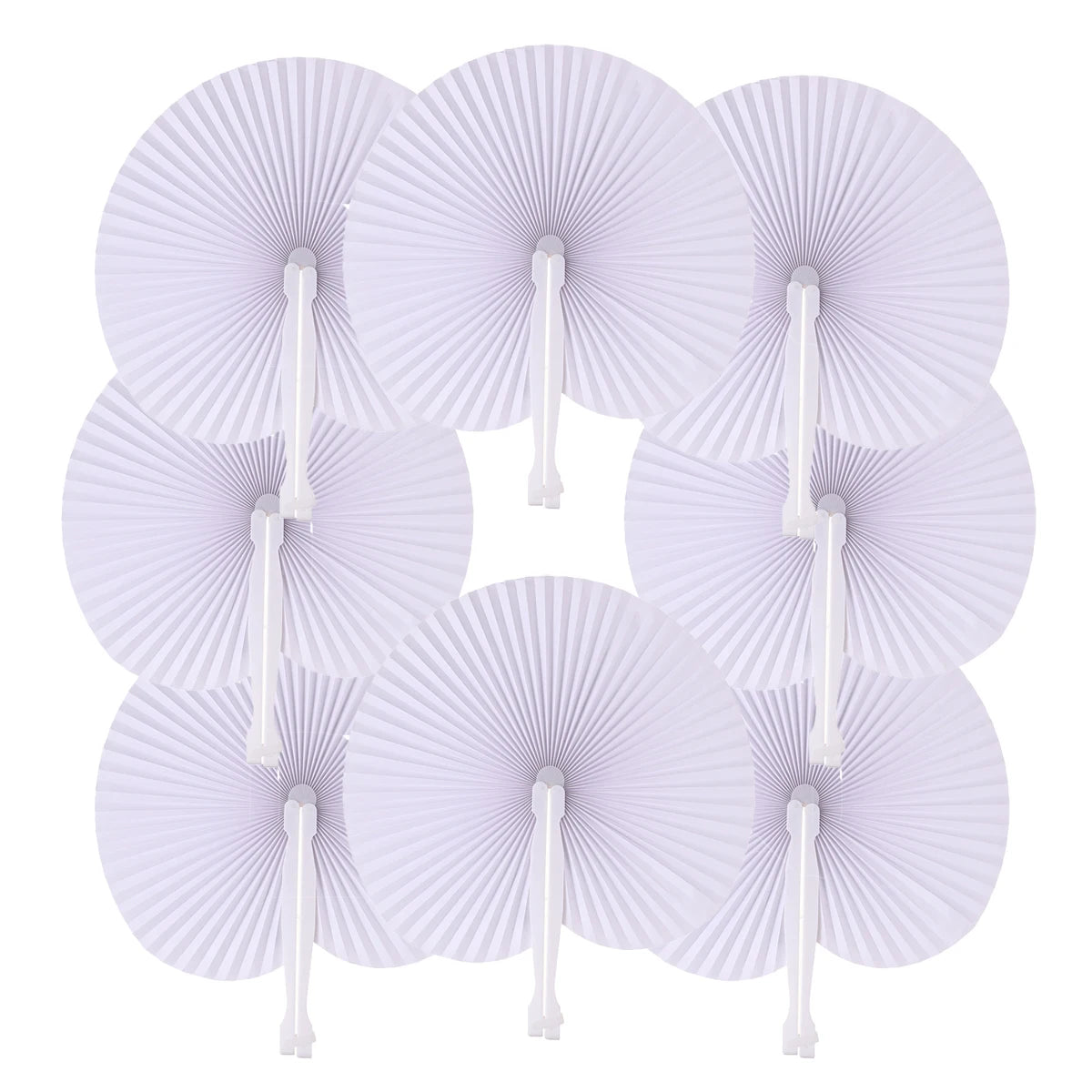 A set of heart-shaped paper folding fans in white.