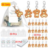 30 sets of cute bear keychain party favors with thank you tags and organza bags