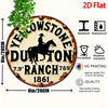 2D flat aluminum metal sign featuring a silhouette of a horse and rider for Dutton Ranch 1861