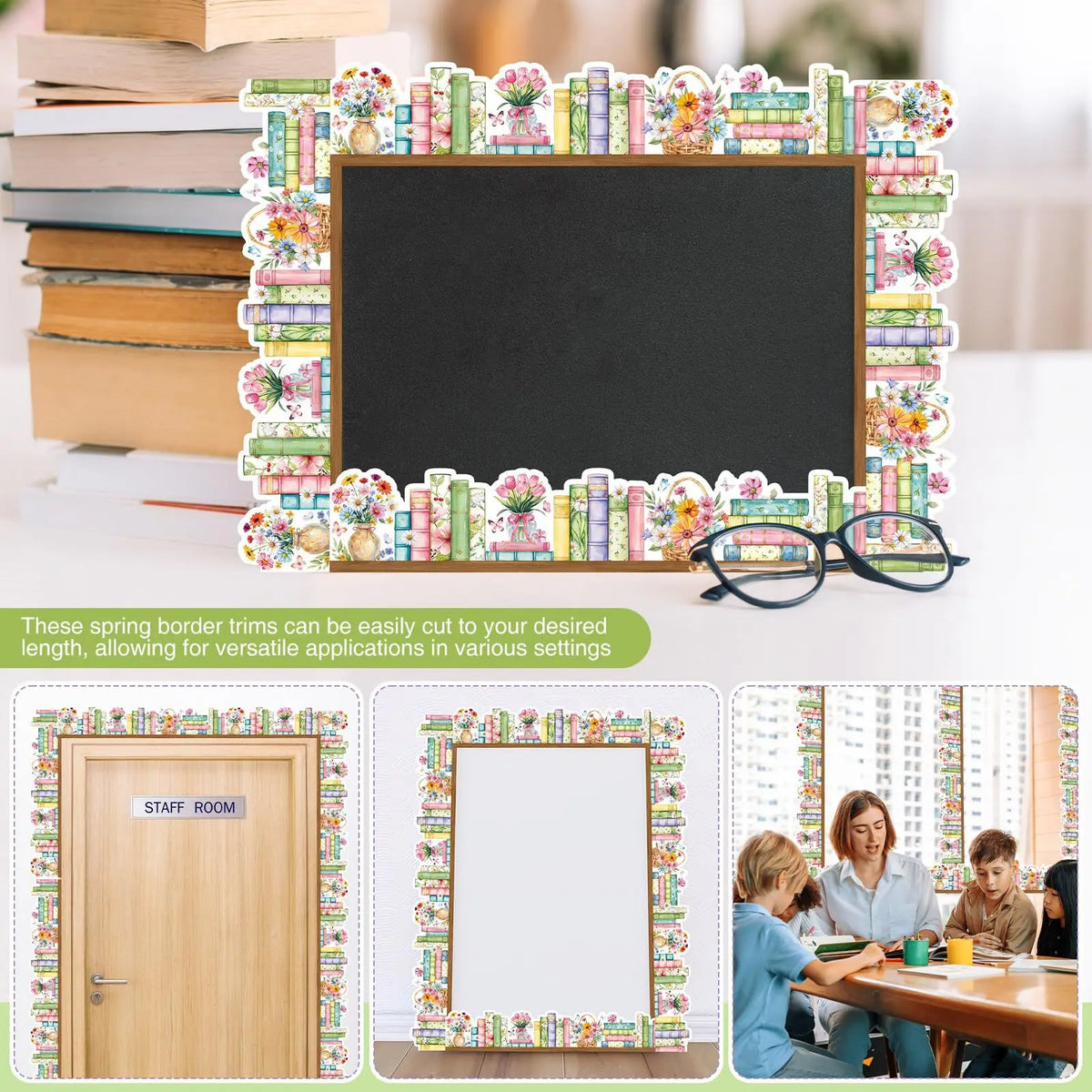 Decorative sticker roll with wildflower book borders used for framing and trim applications
