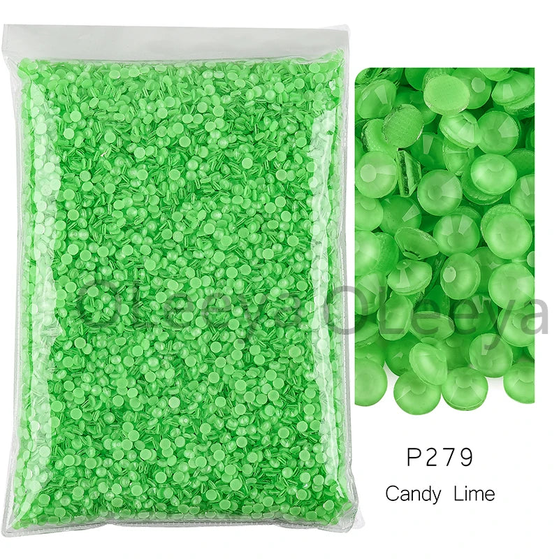 Bag of green candy lime glass rhinestones crystals mixed sizes