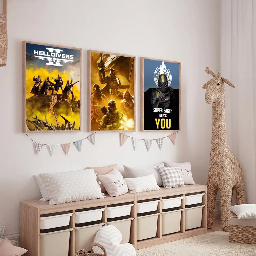 Helldivers II HD Canvas Art Print – Game-Inspired Wall Decor