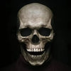 A realistic full-head skull mask with a dark, weathered finish.