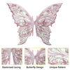 Pink iridescent fairy wings featuring an intricate floral design and delicate lace.