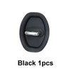 Black silicone car door lock protector with a silver latch.