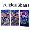 Three sealed bags of K-Pop Demon Hunters collectible cards displayed on a white background.
