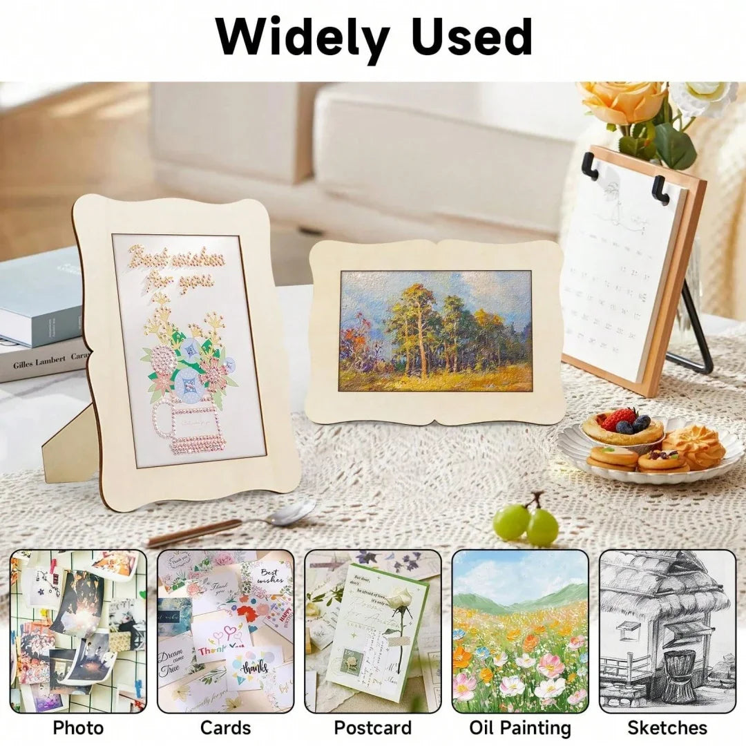 Unfinished Wooden Photo Frames for DIY Crafting and Display