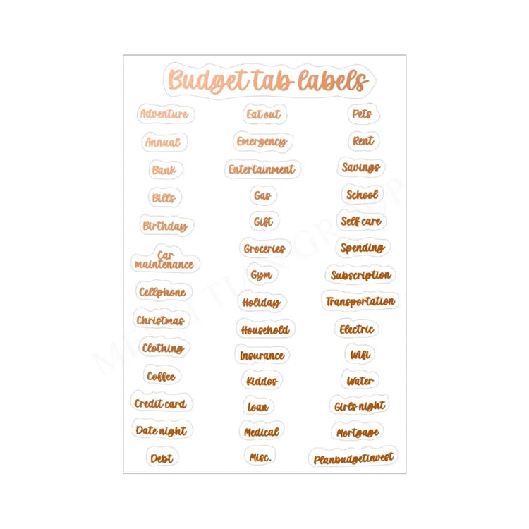 Transparent PET Index Tab Stickers with Hot Stamping – Monthly & Budget Organizers