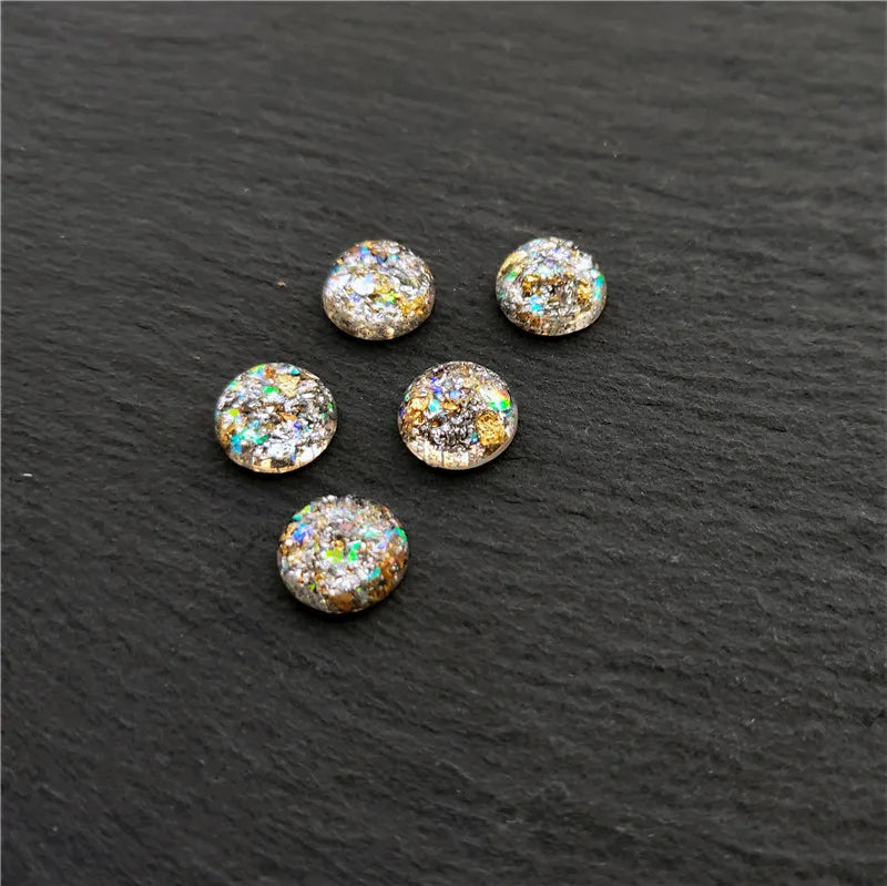 Round Resin Cabochons with Gold Foil for Jewelry Making