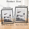 A modern floating picture frame showing the size comparison between a 4x4 inch and a 4x6 inch photo.
