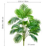 A realistic artificial palm tree featuring vibrant green silk leaves, measuring 34.6 inches tall.